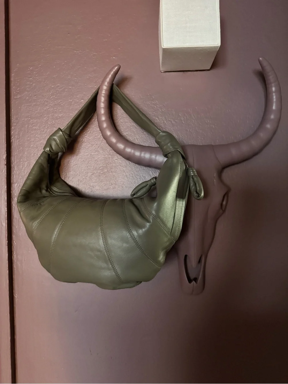 Lemaire Fortune Croissant Bag in Dark Sage